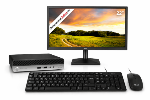 HP ProDesk 600 G5 Mini Pack Completo | Intel Core i3-9100T| 8GB DDR4 | 256GB SSD| WiFi | Monitor LG 22" Nuevo | Teclado + Ratón | Windows 11 Pro