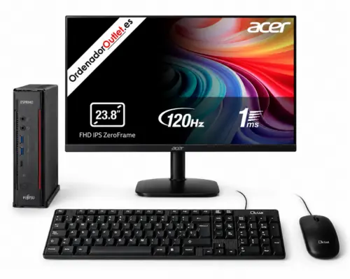 Fujitsu Esprimo Q958 mini Pack Completo | i5- 8500T | 16GB | 256GB | WiFi | Monitor nuevo Acer 24"| Tecaldo + Ratón | Windows 11 PRO