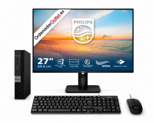 Dell Optiplex 7060 Micro Pack Completo | Intel Core i5-9500T| 16GB DDR4 | 256GB SSD| WiFi | Monitor Philips 27" Nuevo | Teclado + Ratón | Windows 11 Pro